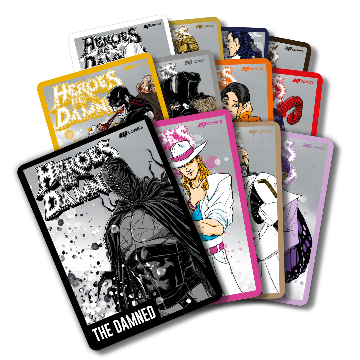 Heroes Be Damned Metal Character Cards - COMPLETE SET