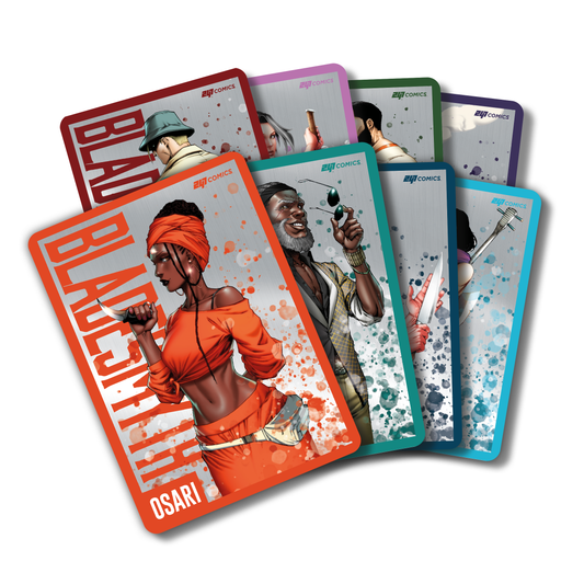 Bladesmyth Metal Character Cards set featuring various characters