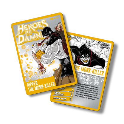 Heroes Be Damned Metal Character traiding card featuring Ripper