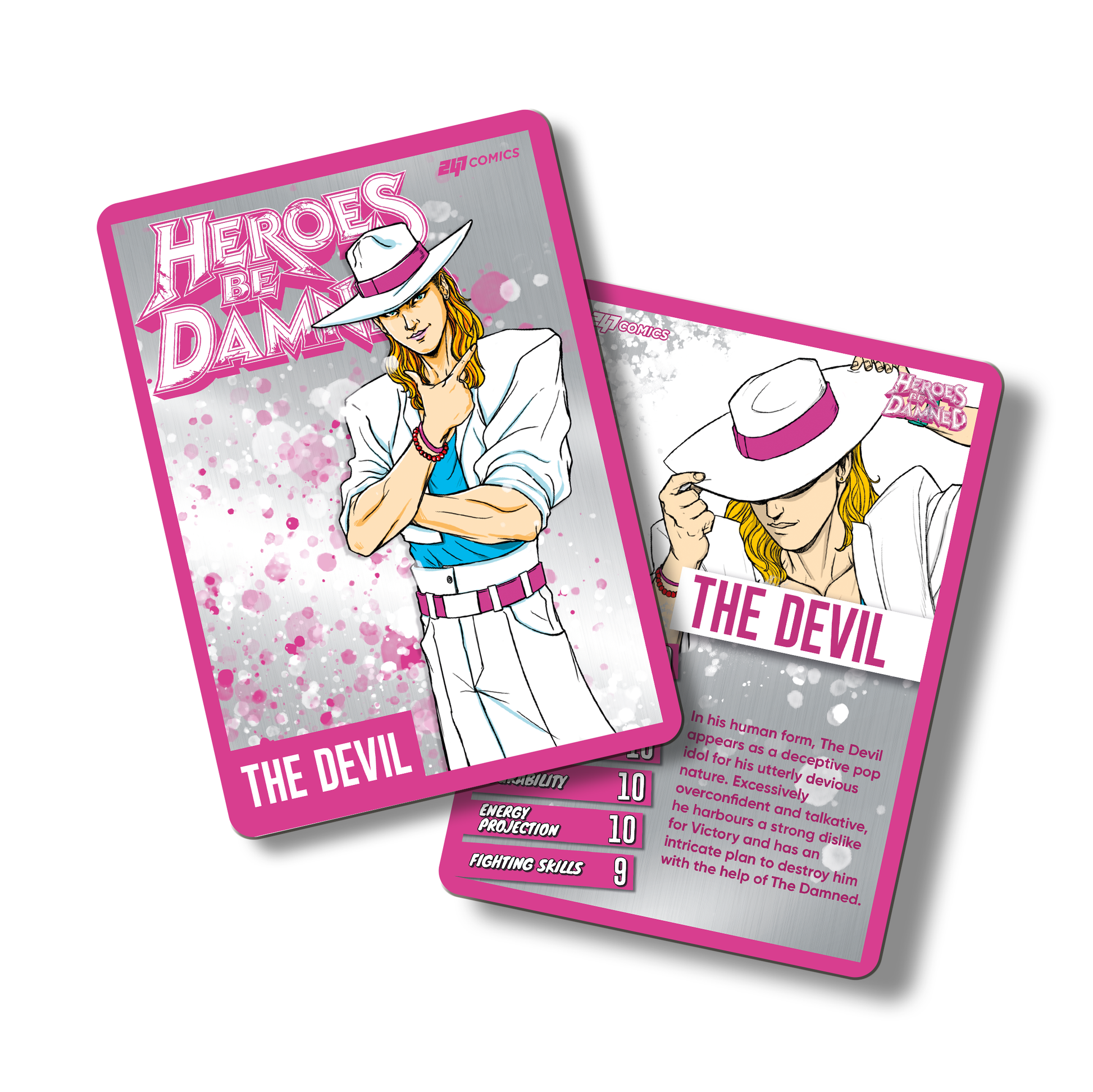 Heroes Be Damned Metal Character traiding card featuring The Devil